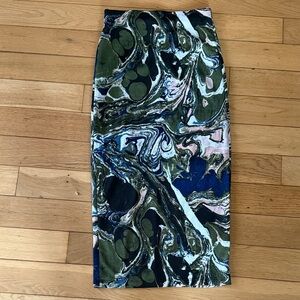 Rachel Comey Marble Print‎ Pencil Skirt Womens XXS Green Blue Pink White